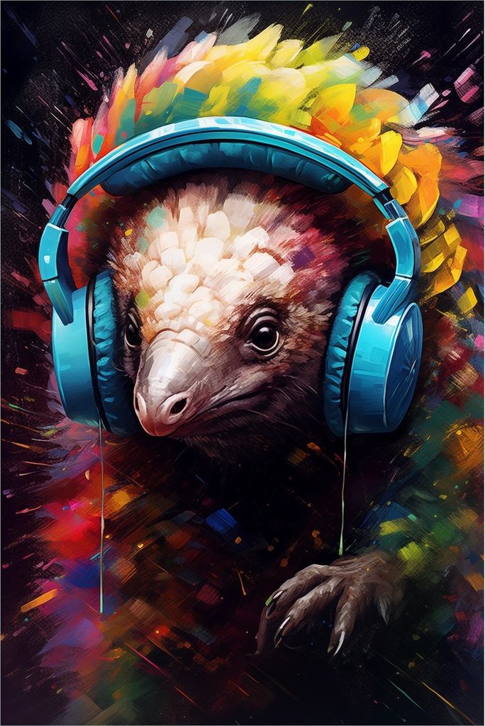 Wallario selbstklebendes Poster - Musikalisches Schuppentier, Größe: 61 x 91,50 cm