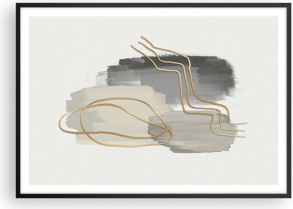 Gerahmtes Poster - Schwarzer Rahmen - Abstraktion Stück Gold - 100x70 cm - Wand Bild - Wanddeko - Wandbilder - Wandposter - Bilderrahmen - Bilder ...