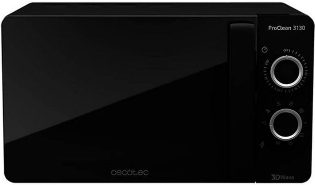 A black microwave oven is shown from the front.