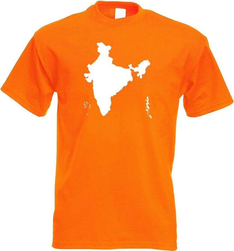 Kiwistar - T-Shirt - orange - Indien Umriss Kontur Herren Funshirt Bedruckt Design Sprüche Spruch Motive - mit Motiv Bedruckt - Funshirt Design - ...