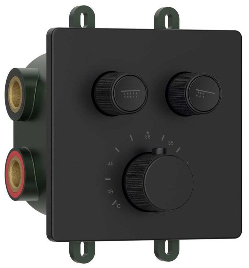 Sapho Smart Select Thermostatische Unterputz- Duscharmatur, Kasten, 2 Wege, Schwarz matt