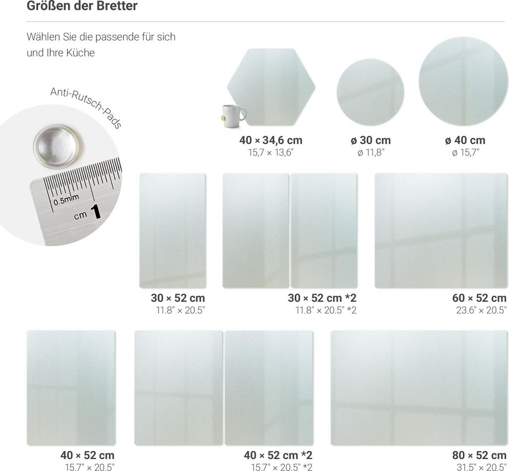 Möbelglas Klar - ESG Sicherheitsglas - 52x40cm - Abdeckplatte - Schutz für Tisch - Kratzbeständig - Transparent - Glasplatte