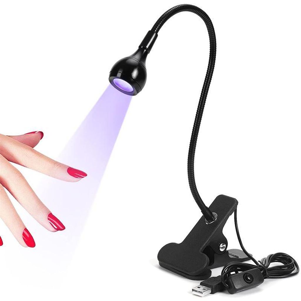 Uniq UV LED Mini Nagellampe - Kompaktes Lichthärtungsgerät für Gelnägel und Gel-Nagellack, USB-Betrieb, Schwarz