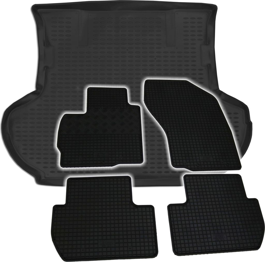 Gummi Kofferraumwanne + Fußmatten Set für Mitsubishi Outlander XL, Bj. 2007-2010