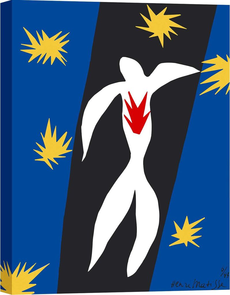 Kunstdruck auf Leinwand, Henri Matisse, Der Sturz des Ikarus, 1943 - 70x50 cm