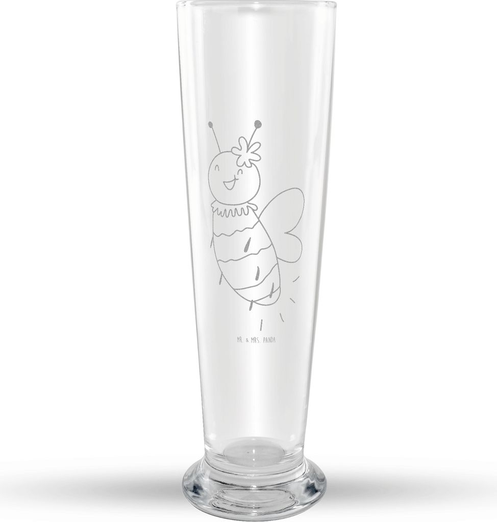 Mr. & Mrs. Panda Bierglas Biene Blume - Transparent - Geschenk, Weizenbier Glas, Weizen, Weißbierglas, Mr Mrs Weizenglas, Bier