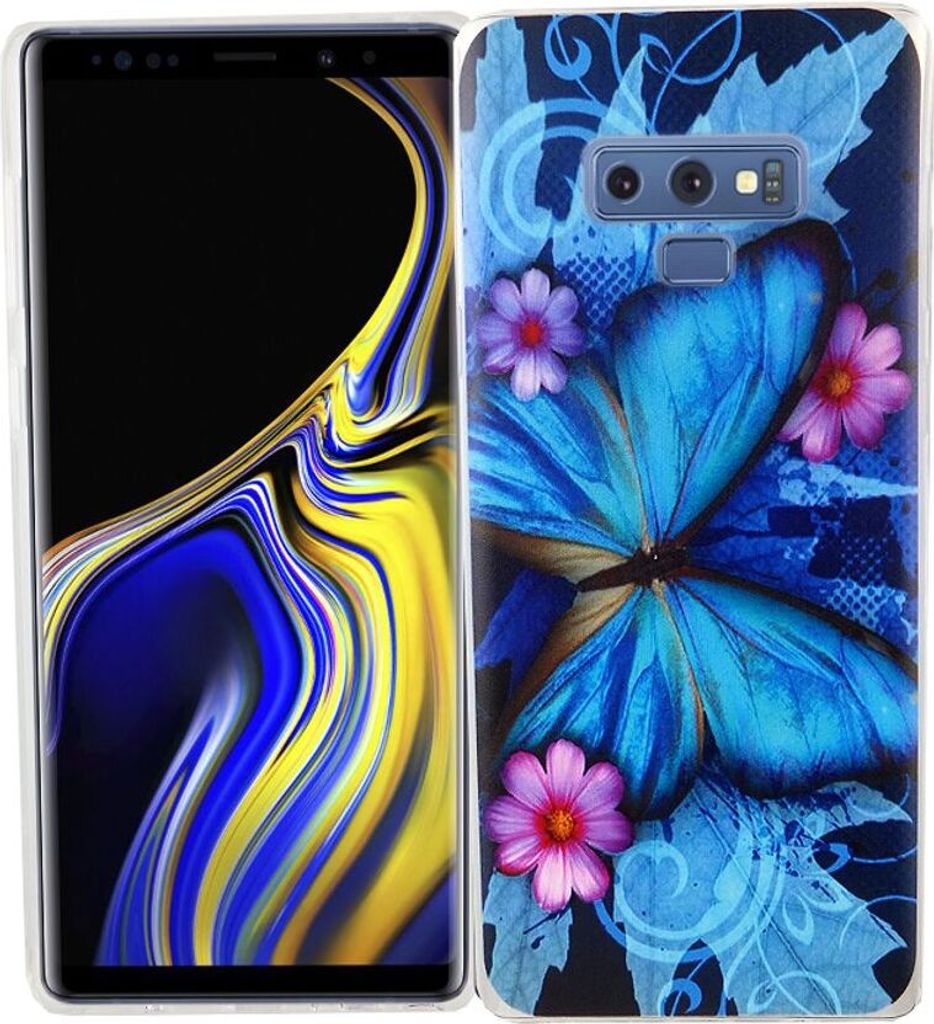 Samsung Galaxy Note 9 Handy Hülle Schutz-Case Cover Bumper Schmetterling Blau