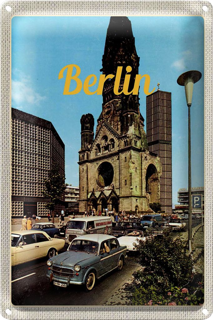 Blechschild Reise 20x30cm Berlin Deutschland Antik Gemälde Reise