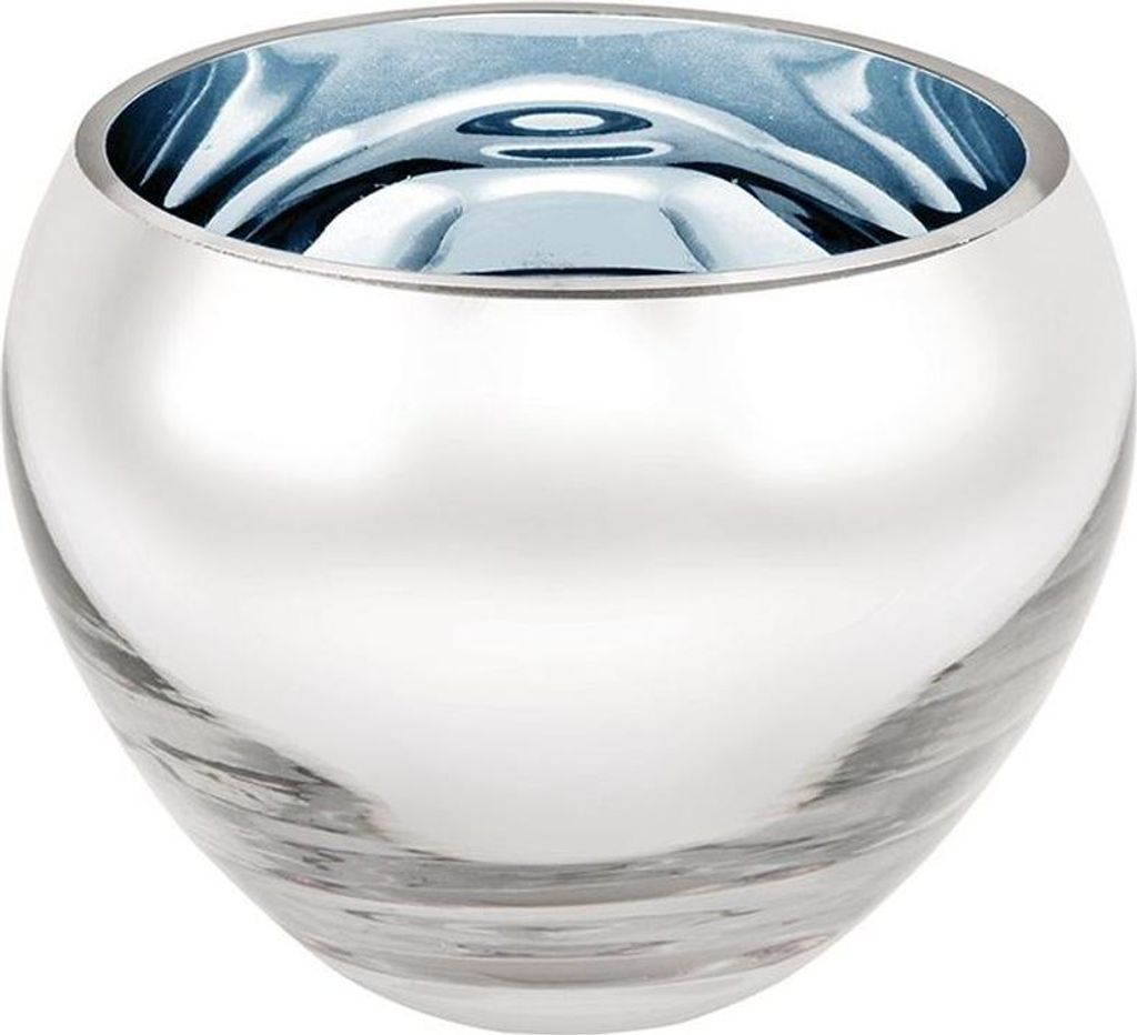 Fink COLORE, Teelichthalter, Glas, glatt, hellblau, H. 9 cm, D. 12 cm 116014