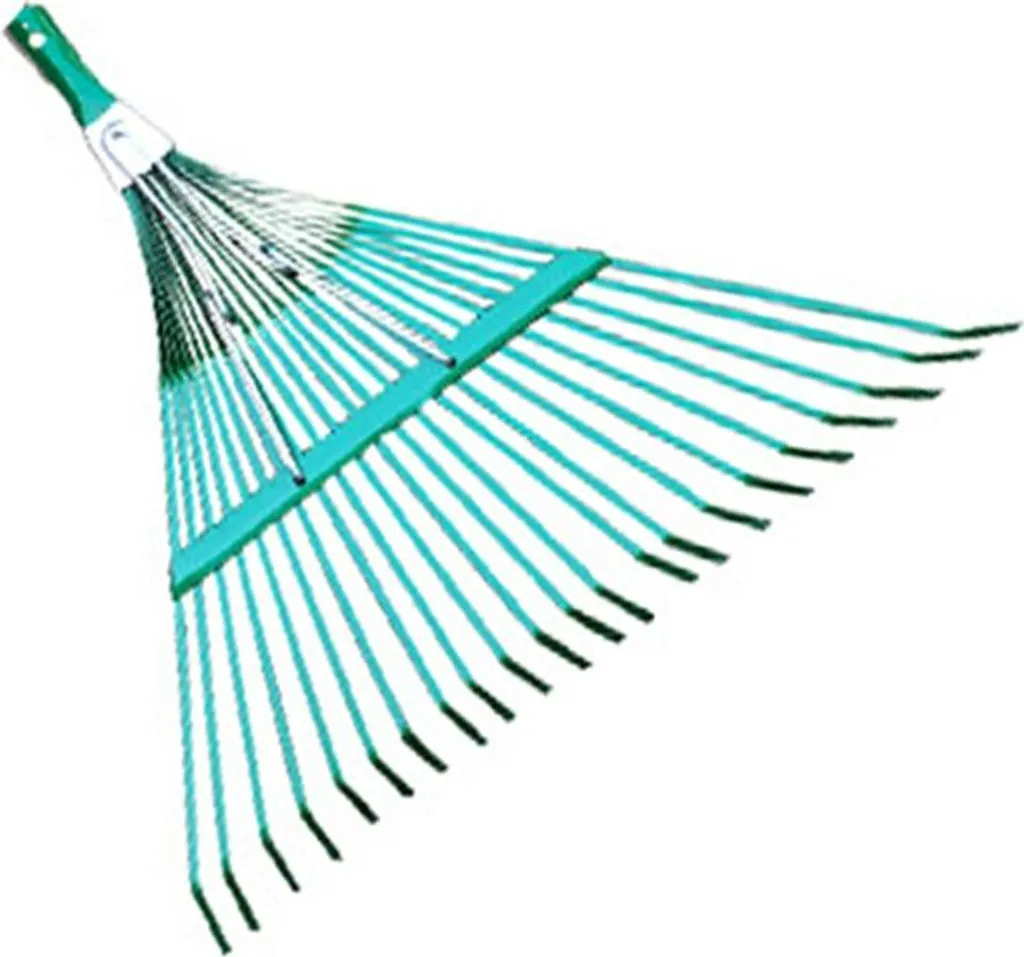 INF Rastrello da giardino allargato a 22 denti in filo d'acciaio con manico