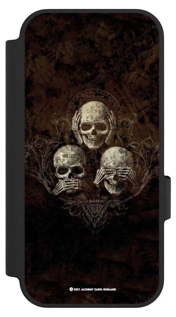 NIVOCASE Klapphülle für Google Pixel 10 Pro Handyhülle aus Kunst Leder NIVOflip schwarz Art Gothic Totenköpfe