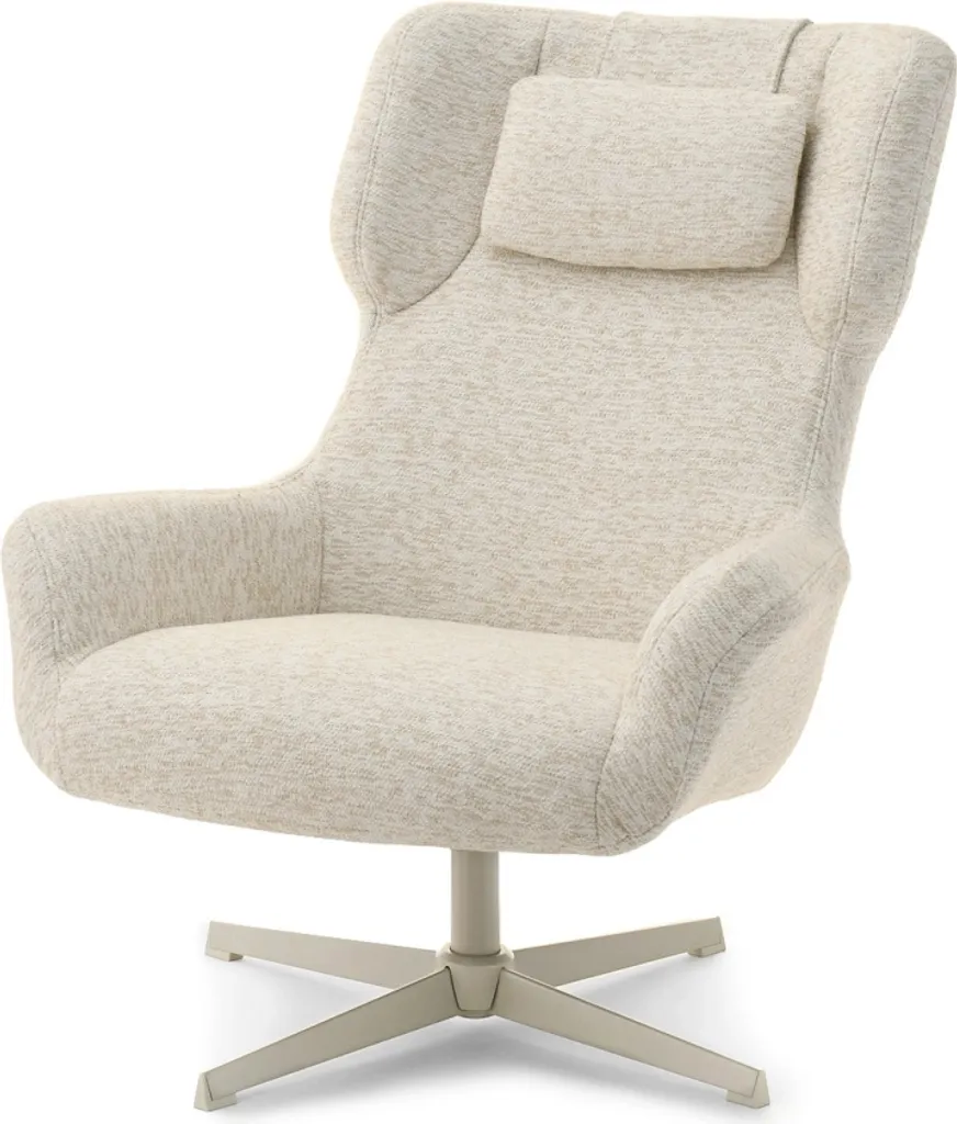 Fauteuil de bureau pivotant ANTE en tissu bouclé crème et beige chic