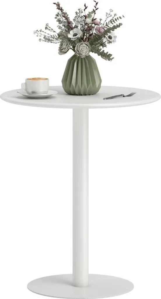 Tavolo Circolare Fortuna Lai 60x72cm Acciaio Bianco - Design Contemporaneo