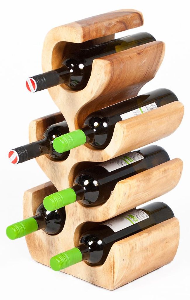 Massivholz Weinregal / Flaschenhalter BOTOL-S ca. H50cm Produktbild 