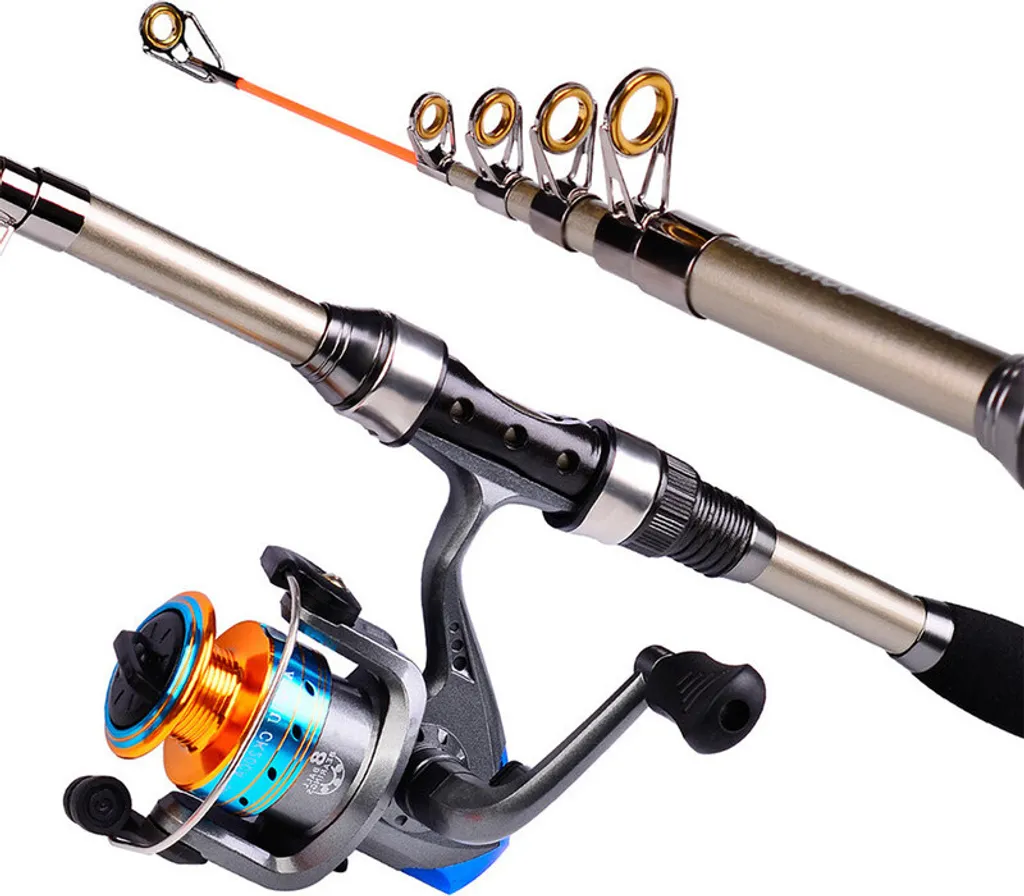 Canne à pêche en carbone avec moulinet combo 1.8M robuste et vert