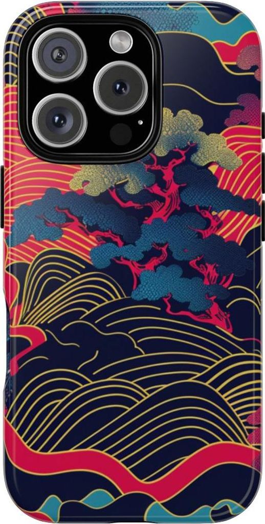 Leuchtendes Landschaftsmuster im japanischen Stil – Hülle Kompatibel mit iPhone 16 Pro