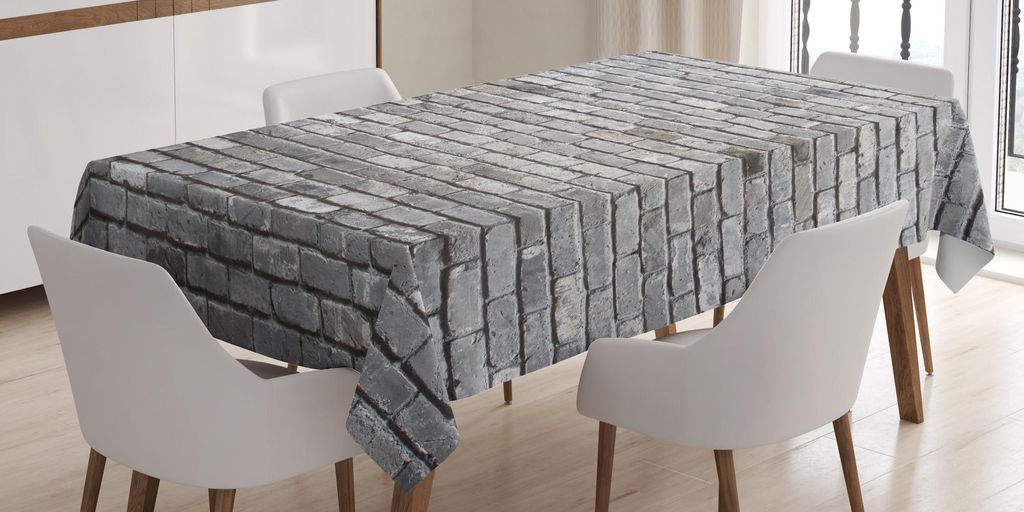 ABAKUHAUS Grau Tischdecke, Bild einer gealterten alten und rauen Backsteinmauer-veralteten konkreten Struktur mit zackiger Oberfläche, 140 x 170 c...