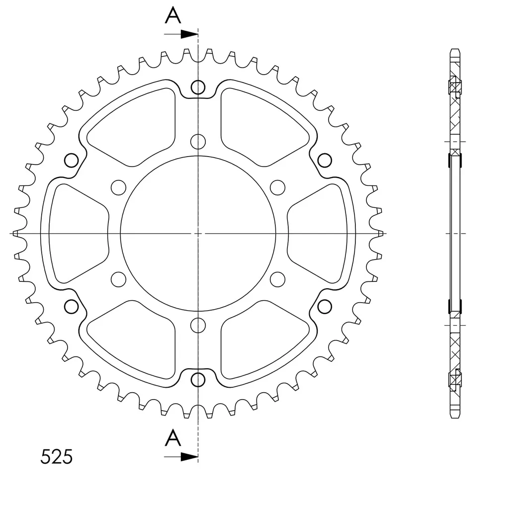 Couronne de transmission 525 Supersprox Stealth 50 dents argentée