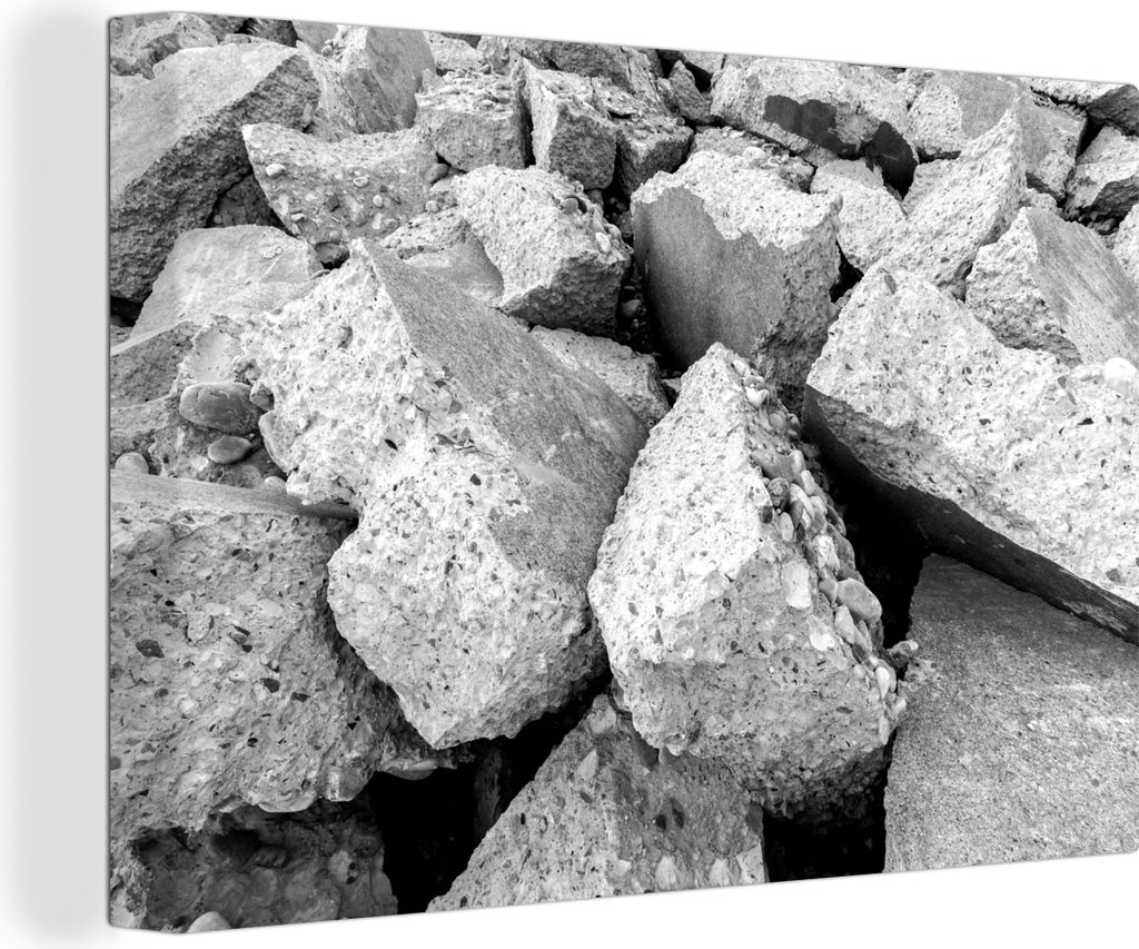 OneMillionCanvasses - Leinwandbilder - 150x100 cm, Gebrochene Betonstruktur - schwarz und weiß, Wandbilder Kunstdruck Wanddekoration