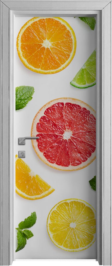 Tür Selbstklebende 70x210 cm Türfolie Türtapete Klebefolie - Weiße Farbige Früchte