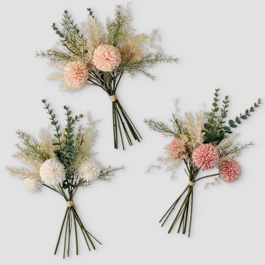 Wiesenblumen Kunstpflanzen Blumensträuße gebunden 37 cm - 3 Farben, 5_Farbe:Rosa