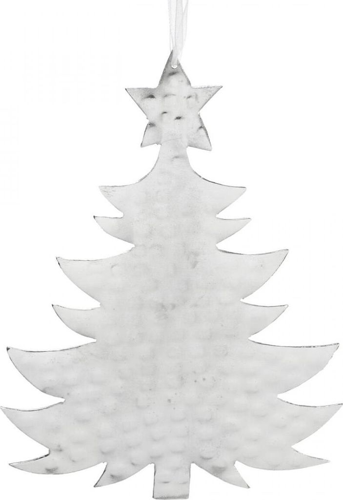 Anhänger Tannenbaum Adventsdeko Metall Silber 20,5×15,5cm