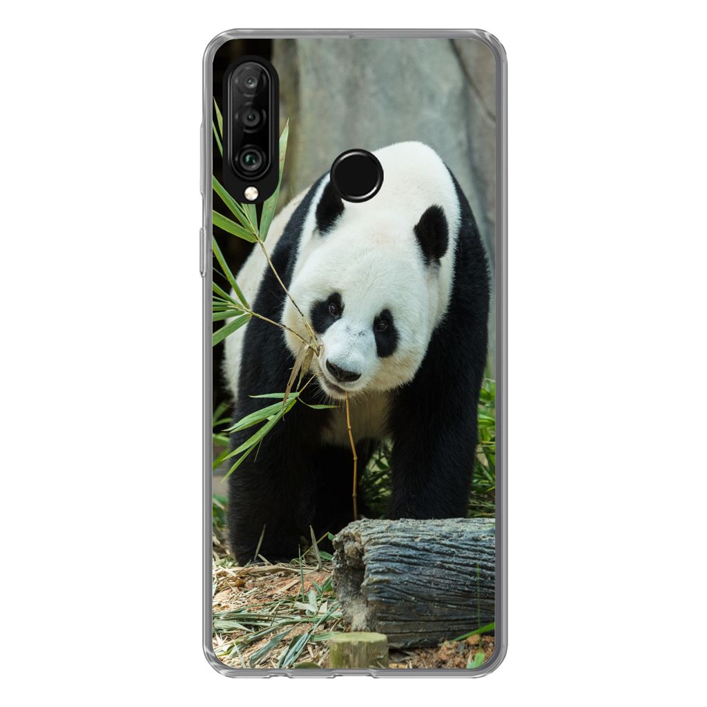 MuchoWow Handyhülle Schutzhülle Hülle für Huawei P30 Lite Panda - Baumstamm - Höhle Silikon Softcase Handy Hülle - Handyhülle