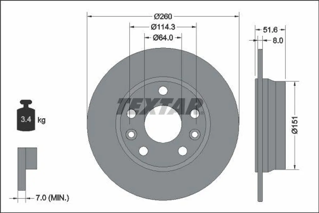 Disque de Frein Textar 92337703 OE 4320600Q1A pour Juke et Captur