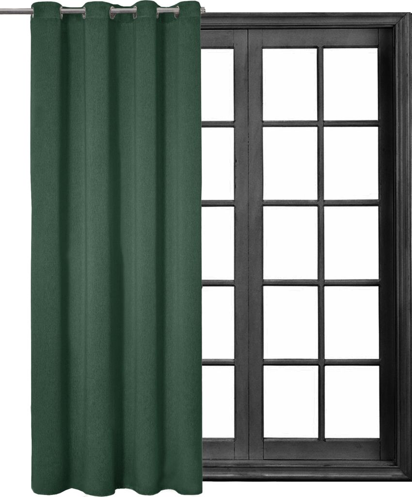 1 Stück Ösenschal Leinen Look Blickdicht 140 (B) x 245 (L) Ösenvorhang Ösengardine Gardine Gardinen Ösen Vorhang Vorhänge Dunkelgrün