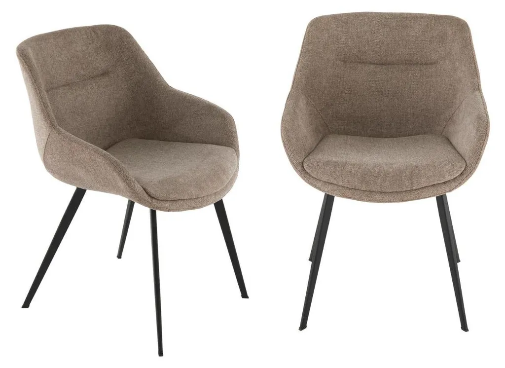 Fauteuil bridge taupe en tissu lot de 2 pour salle à manger COLOMBE