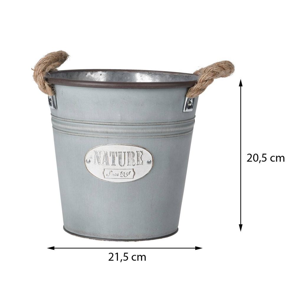 Vaso Da Fiori In Metallo Con Manico In Legno, Stile Vintage, Flowers & Garden, Decorazione Rustica, 14x12 Cm - 5