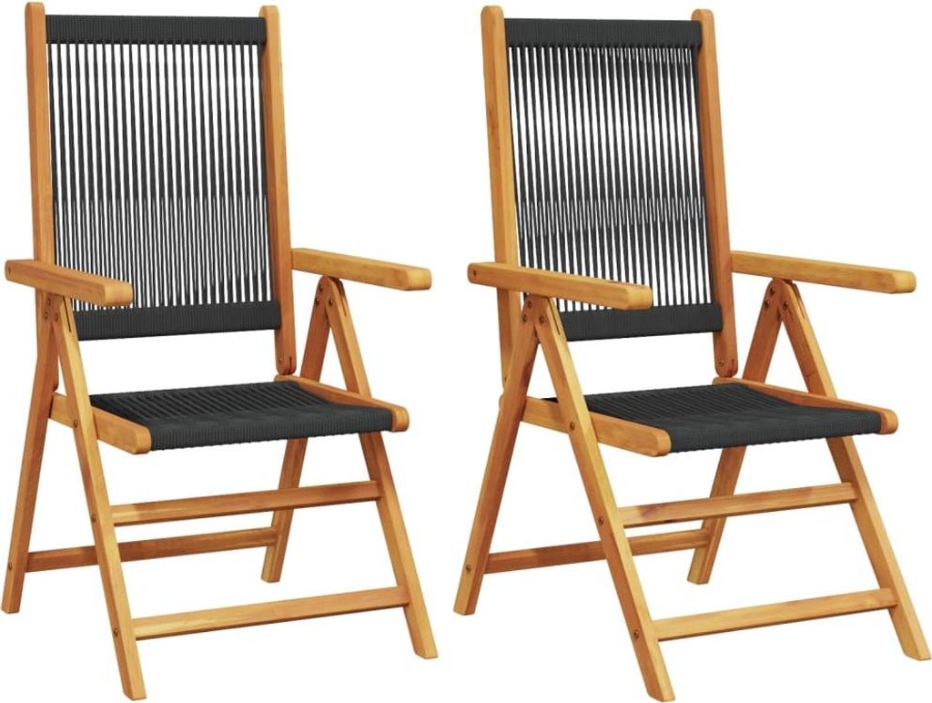 vidaXL Klappstühle, 2 Stück, schwarz, Massivholz Akazie und Produktbild 