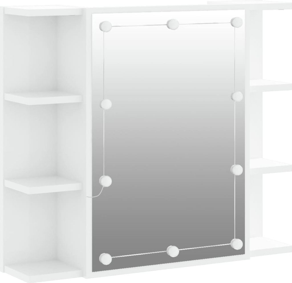 vidaXL Spiegelschrank mit LED Hochglanz-Weiß 70x16,5x60 cm Produktbild 2