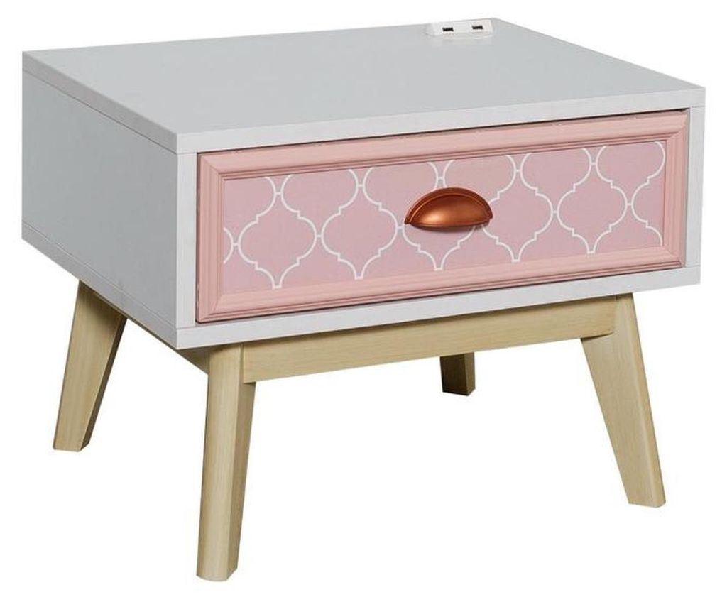 Kinderzimmer Luxus Bett Nachttisch Rosa Set Möbel Design 2tlg. Konsole