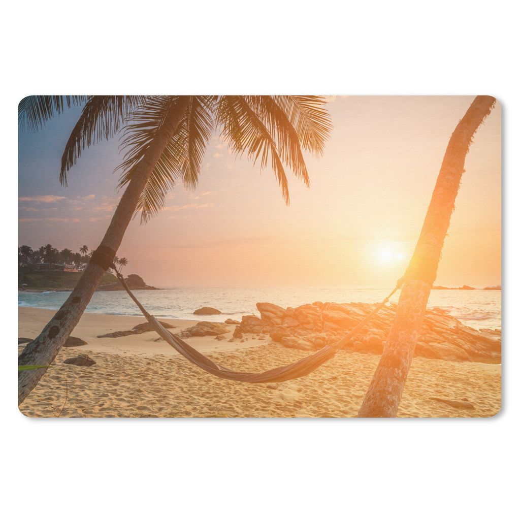 MuchoWow Mauspad Mousepad Sommer - Sonnenuntergang - Hängematte 27x18 cm - Mousepads - Maus Mat - Pad - Mausunterlage - Büroartikel - Desk Matten