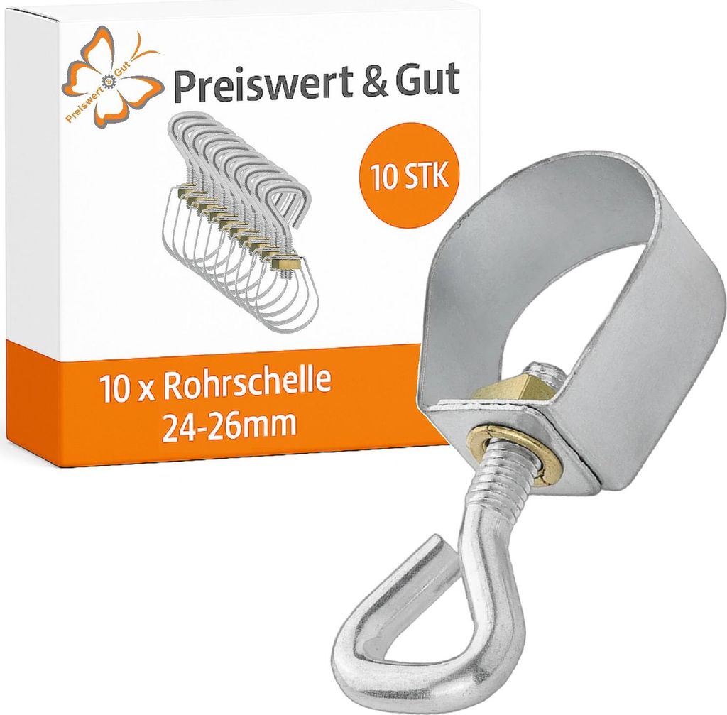 Rohrschelle 10 Stk Rohrhalterung Rohrbefestigung Rohrklemme 24-26 mm 10er Set