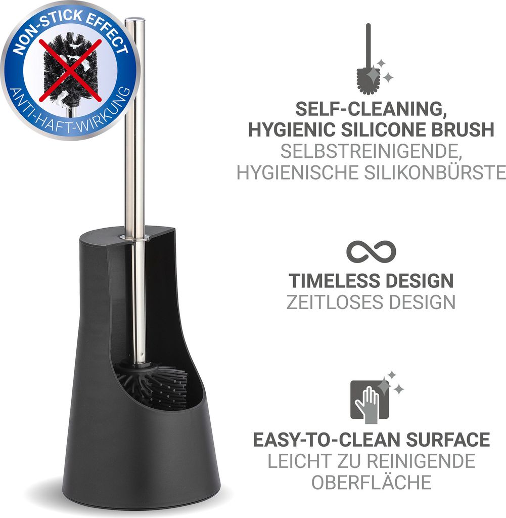 WENKO WC Garnitur Toiletten Bürsten Klo Halter Ares Schwarz Produktbild 2