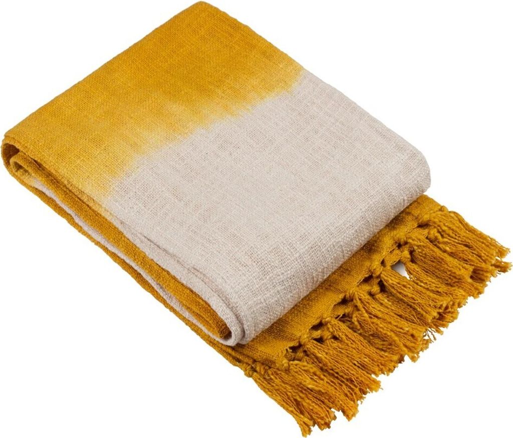 Furn - Überwurf "Mizu", Farbgetaucht RV3167 (170 cm x 130 cm) (Ocker)