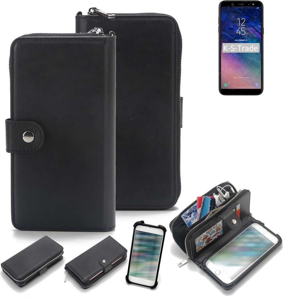 K-S-Trade 2in1 Handyhülle Schutzhülle kompatibel mit Samsung Galaxy A6 Plus (2018) & Portemonnee Cover Handy Hülle Case Etui Geldbörse Wallet