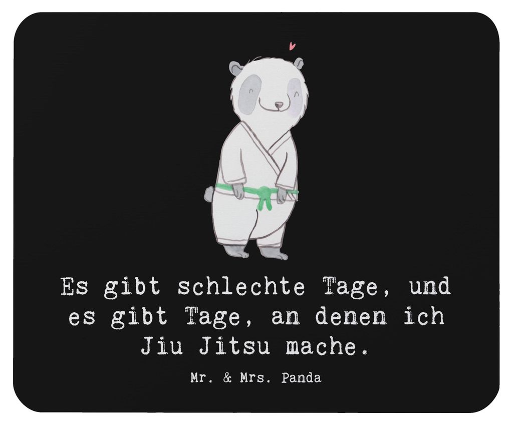 Mr. & Mrs. Panda Mousepad Panda Jiu Jitsu - Schwarz - Geschenk, Selbstverteidigung, pc, Japanische Kampfkunst, Mauspad, mousematte, Mouse Pad, laptop