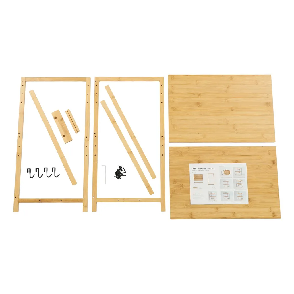 Support micro-ondes extensible bois, organisateur de plan de travail - 5