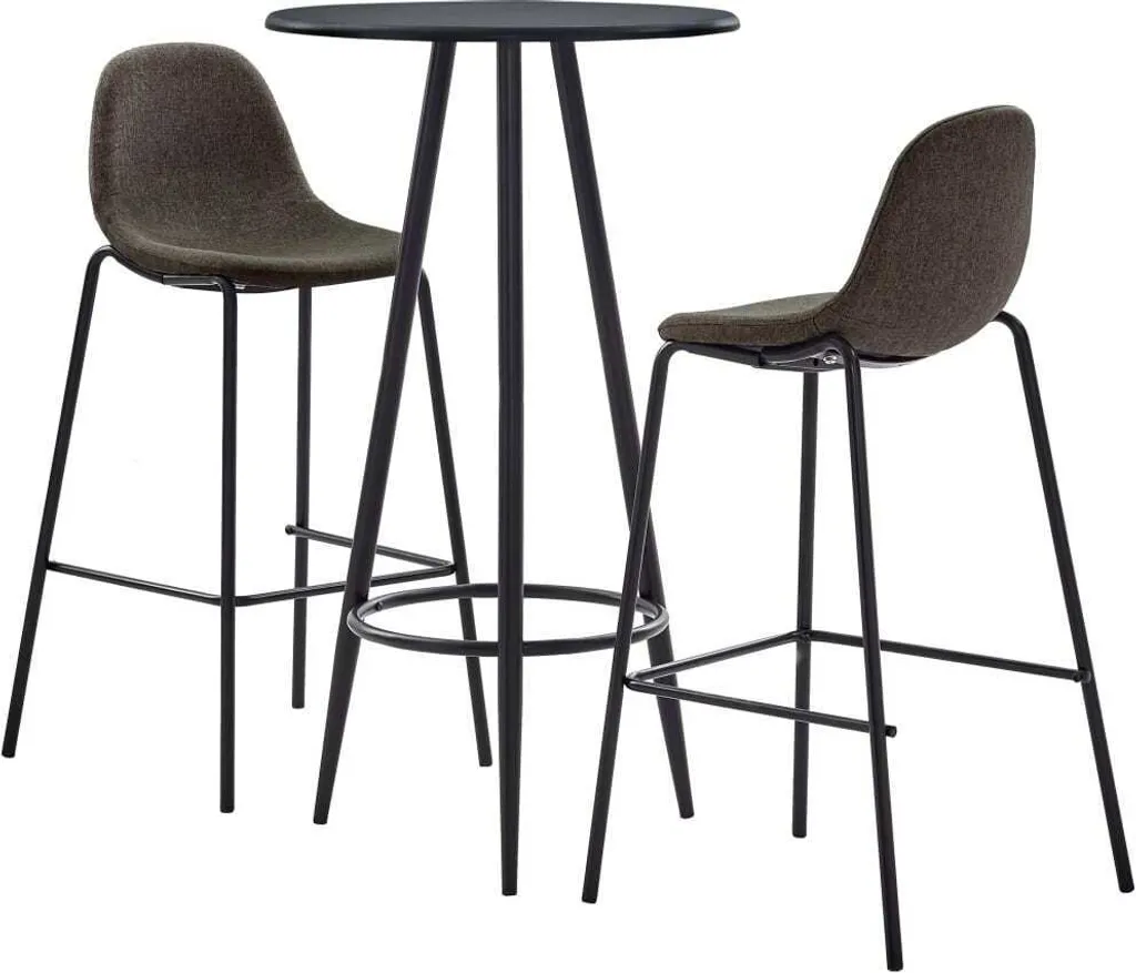 Ensemble mange-debout et 2 tabourets tissu gris foncé - Coin café convivial