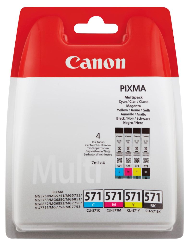 Canon CLI-571 C/M/Y/BK Multipack, Schwarz, Cyan, Magenta, Produktbild 
