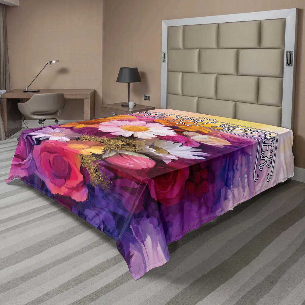Drap de lit décoratif aquarelle fleurs 266x260cm pour la Fête des Mères