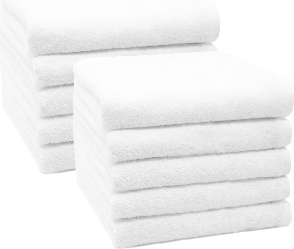 10er Set Handtücher 50x100 cm Baumwolle 450 g/qm weiß Produktbild 