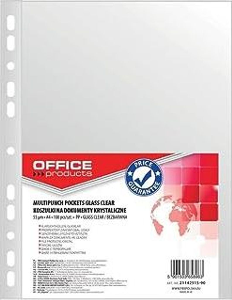 OFFICE PRODUCTS Kataloghüllen Prospekthüllen / Din A4/ Glasklar Kristallklar Oben Offen Klarsichthüllen Sicht-Hüllen Gelochte Plastikhülle /PP...