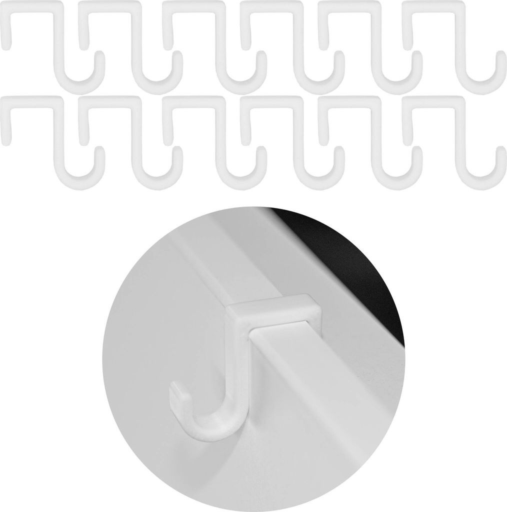 12x Türhaken Türklemme Türklammer Falzmaß 14 mm Türclip Türhaken Tür Kleiderhaken Universal Weiß