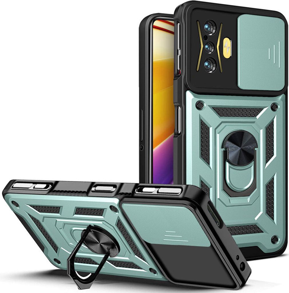 Redmi K50 Gaming Hülle mit Ring Ständer Halter Dia Kameraschutz TPU PC Schutzhülle für Xiaomi Redmi K50 Gaming Grün