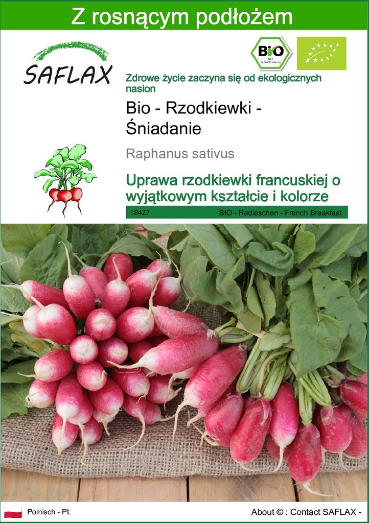 SAFLAX - Bio - Rzodkiewki - Śniadanie - 150 Nasiona - Z Zdjęcie produktu 