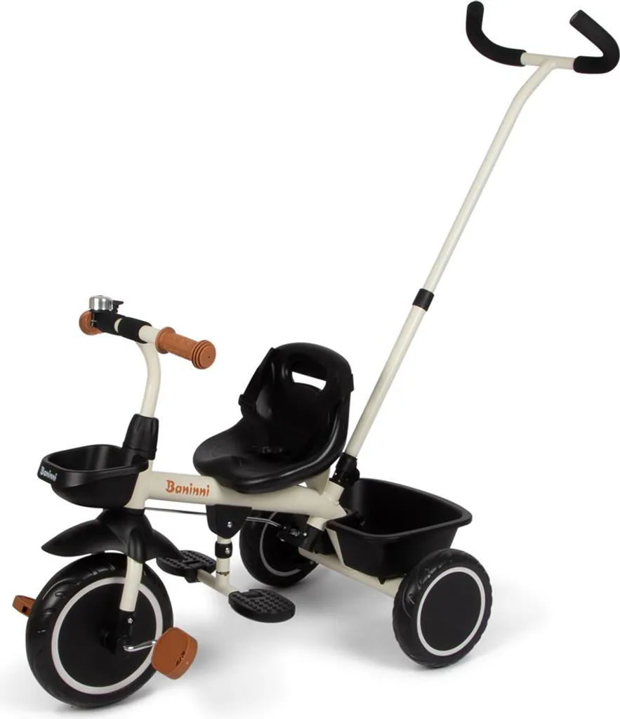 Tricycle bébé avec canne parentale Baninni Cara Beige pour promenade